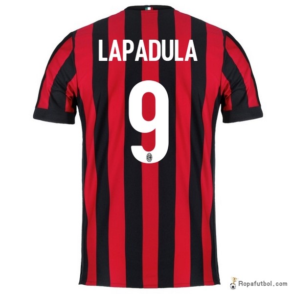 Camiseta AC Milan Replica Primera Ropa Lapadula 2017/18 Rojo